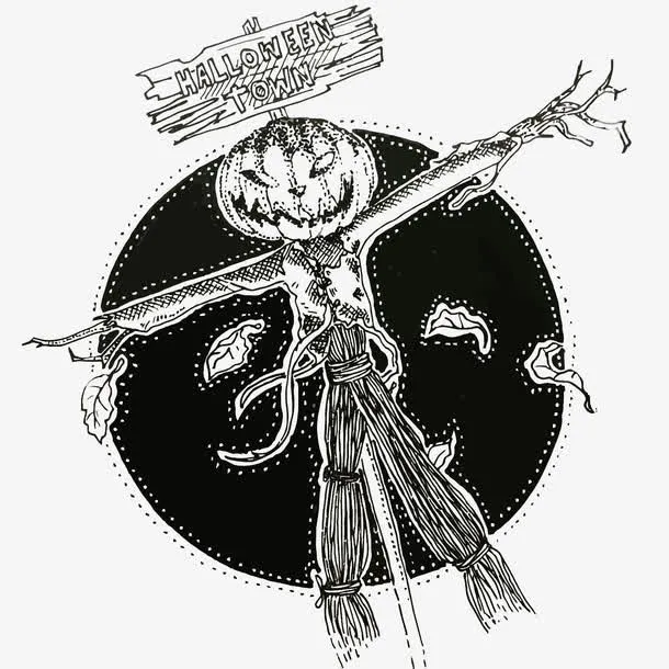 矢量点绘稻草人免抠