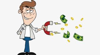 手绘卡通人物用磁铁吸钱币免抠