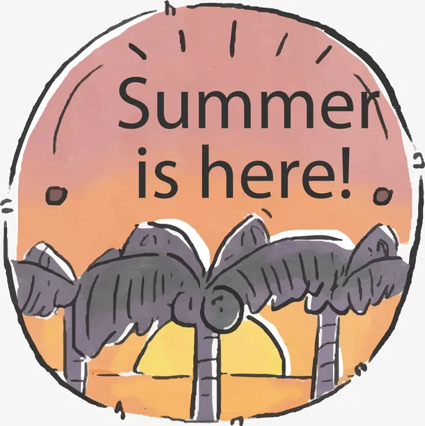 夏季创意橘子设计矢量手绘卡通夏免抠