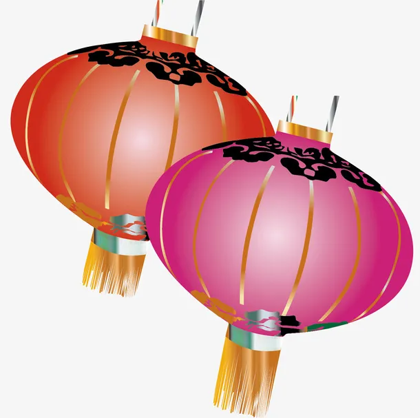 手绘中国风灯笼装饰元素免抠