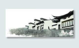 水墨风江南水乡建筑免抠