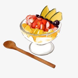 酸奶水果捞手绘装饰免抠