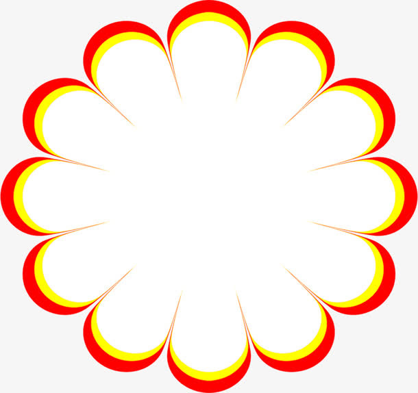 手绘红黄边中秋节花朵免抠