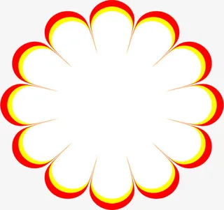 手绘红黄边中秋节花朵免抠