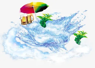 清凉水波免抠