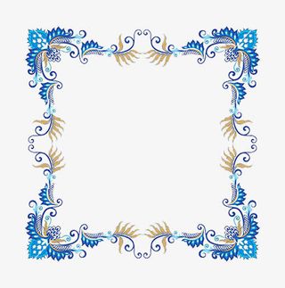 蓝色边框欧式免抠