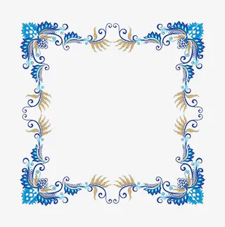蓝色边框欧式免抠