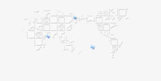 白色方块科技感地图免抠