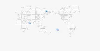 白色方块科技感地图免抠