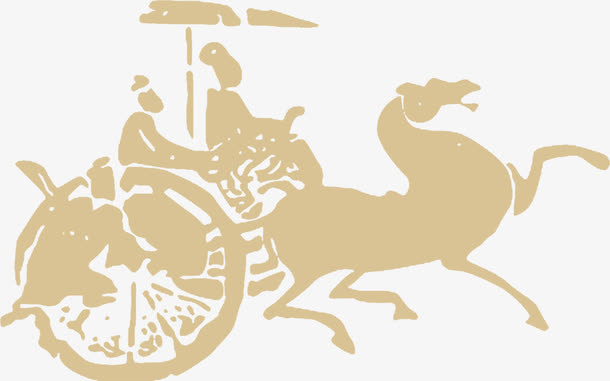 古代马车图案手绘免抠