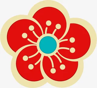 红色梅花图案免抠