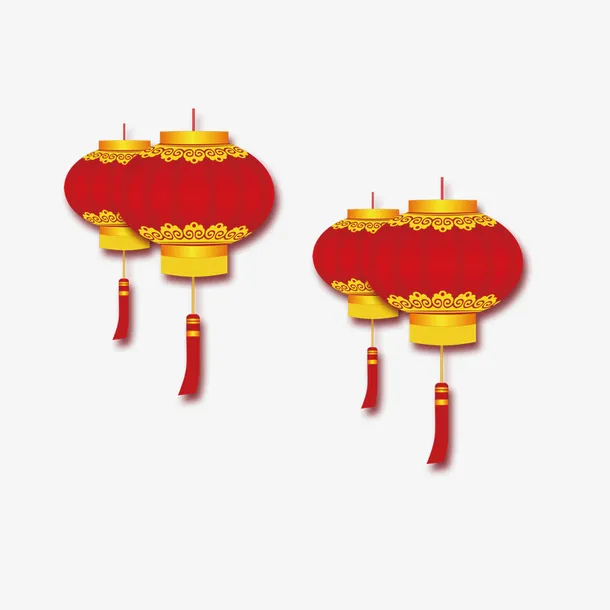 漂浮的新年大红灯笼免抠