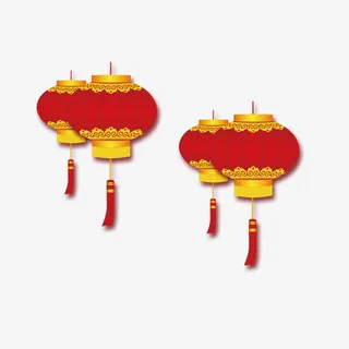 漂浮的新年大红灯笼免抠