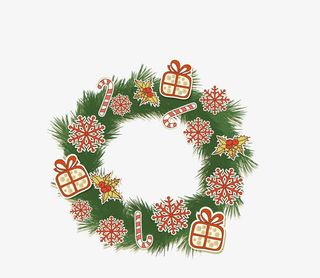 矢量圣诞花圈免抠