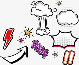 卡通矢量烟雾闪电箭头星星免抠