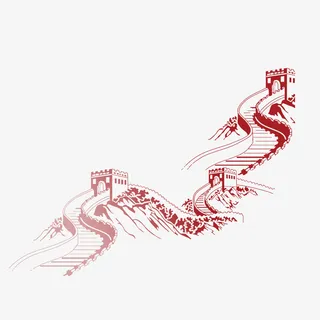 卡通红色的长城槐免抠