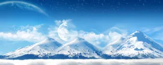 雪山月亮海报背景