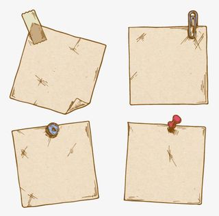 手绘泛黄便签贴纸免抠