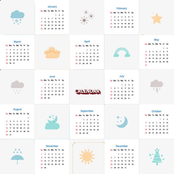 创意方形年历矢量素材免抠