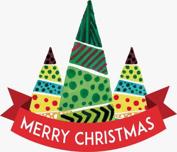 水彩圣诞树海报免抠