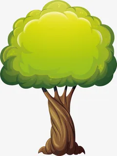 翠绿榕树免抠手绘/卡通卡通元素