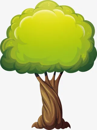 翠绿榕树免抠手绘/卡通卡通元素