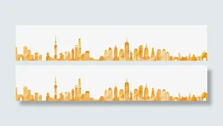 金色城市剪影免抠