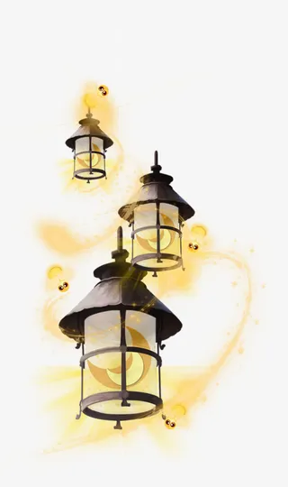 手绘黄色创意灯笼免抠