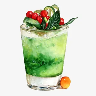 青苹果汁手绘画素材图片免抠