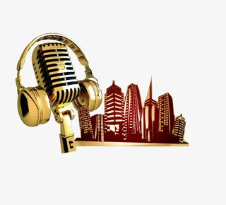 金麦和城市建筑的城市之声素材免抠