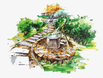 井边小径免抠
