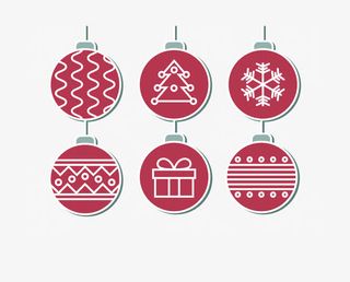 红色复古圣诞球免抠