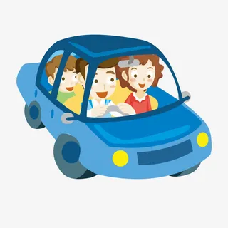 卡通人物一家温馨开车免抠