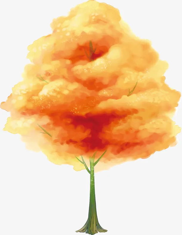 黄色烟雾迷蒙的大树免抠