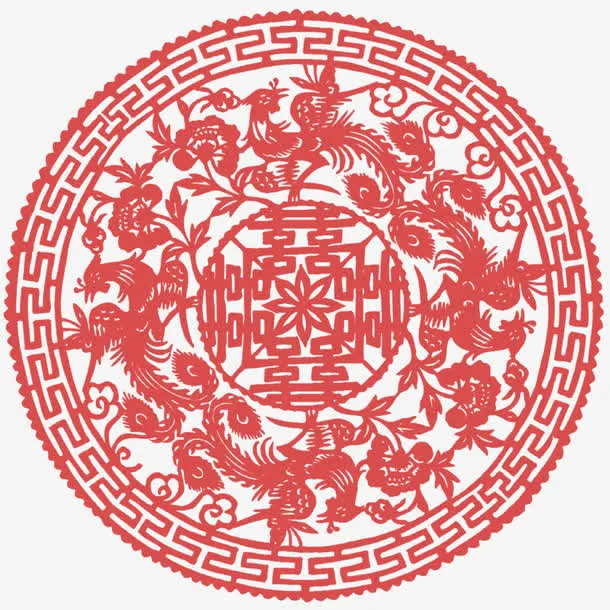 红双喜剪纸免抠
