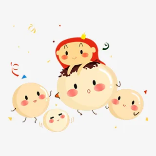 元宵节跳舞的可爱汤圆免抠