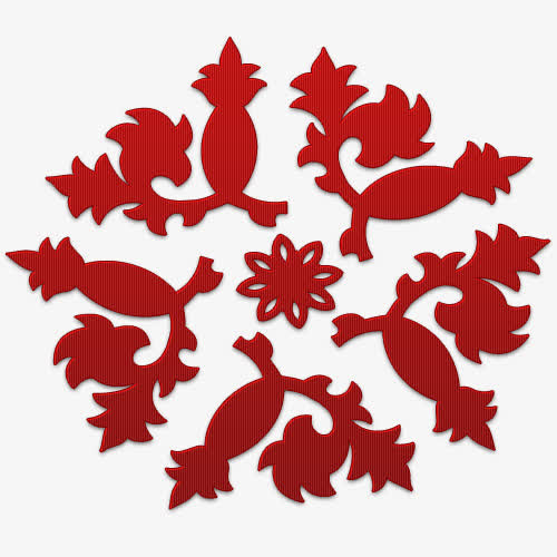 红色花纹免抠