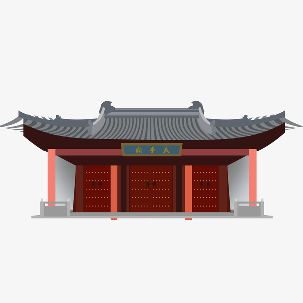 古代亭台楼阁中国古建筑门头免抠