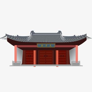 古代亭台楼阁中国古建筑门头免抠