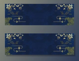 新年中国风扁平蓝色红色电商海报背景高清复古中国风背景