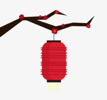 树枝红灯笼手绘免抠