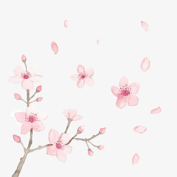 手绘粉色桃花免抠