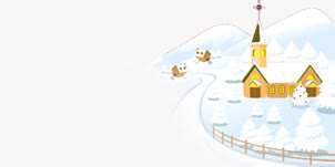 高清创意合成效果扁平场景雪地房屋免抠