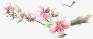 粉色文艺古风桃花树枝免抠