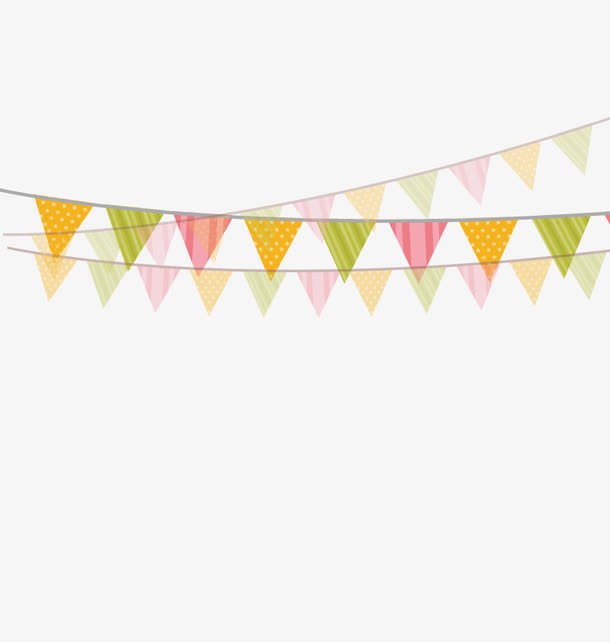 小清新彩旗装饰花边免抠