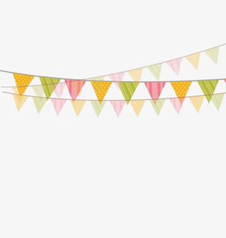 小清新彩旗装饰花边免抠