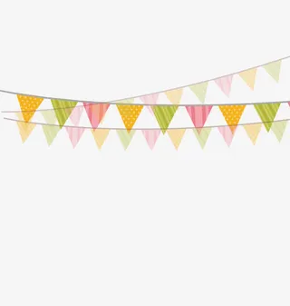 小清新彩旗装饰花边免抠