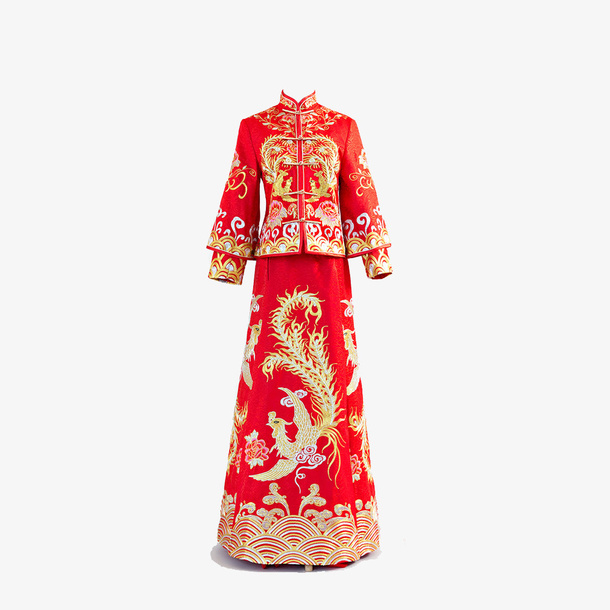 中式婚礼龙凤褂新娘礼服嫁衣免抠