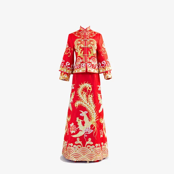 中式婚礼龙凤褂新娘礼服嫁衣免抠