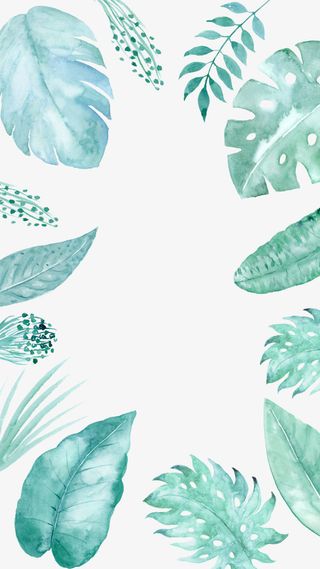 手绘绿色叶子元素免抠